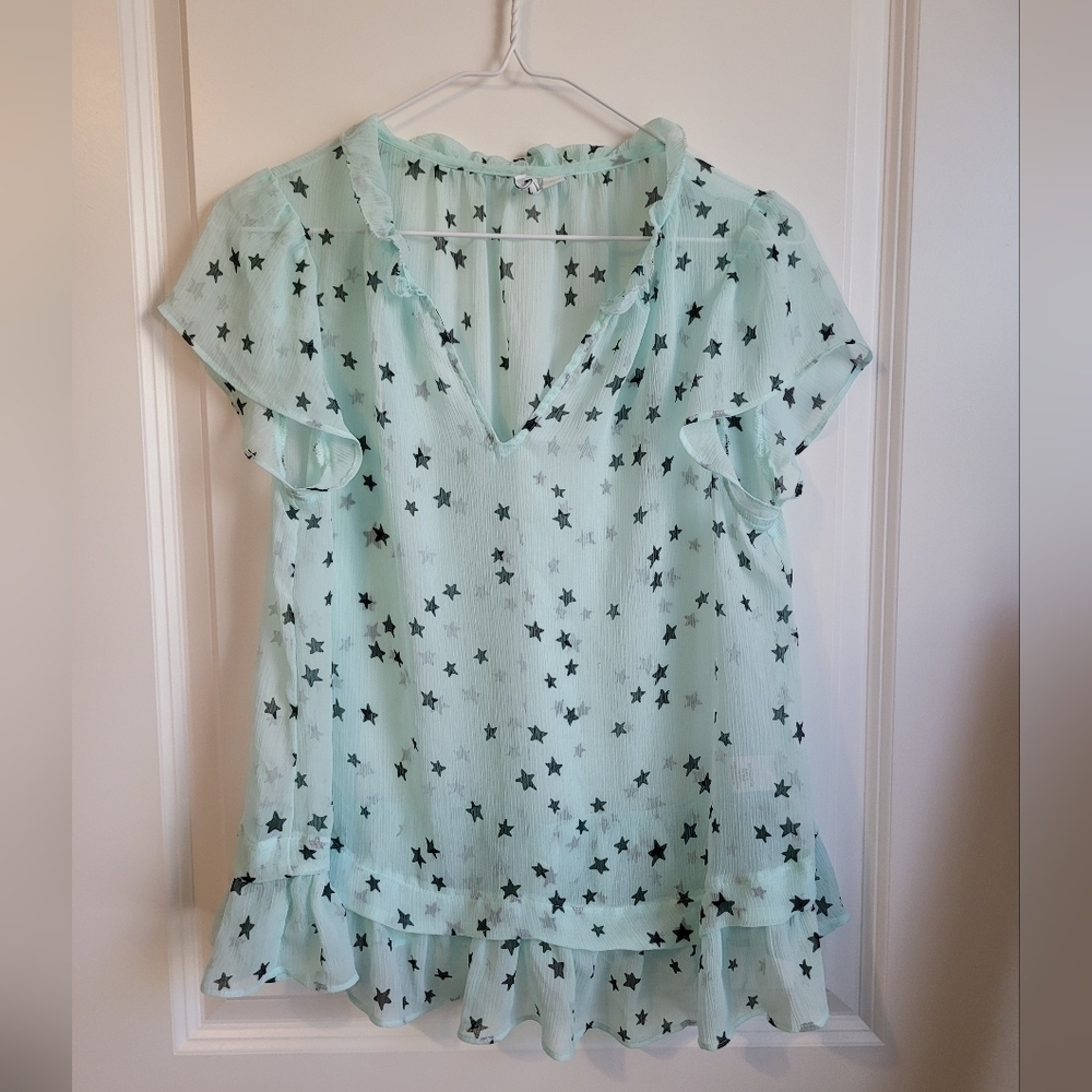 Elle Mint Sheer Star Top